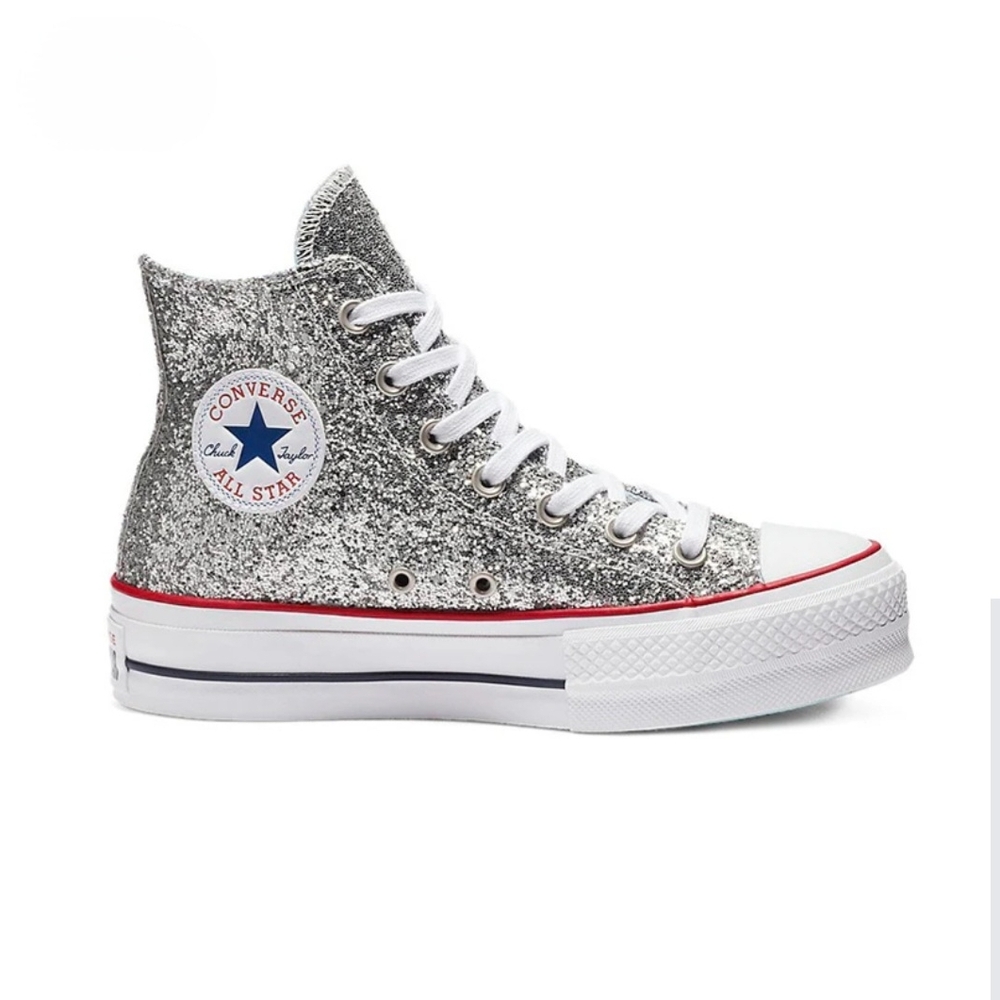 Converse Women's Silver Glitter High-Top Sneakers